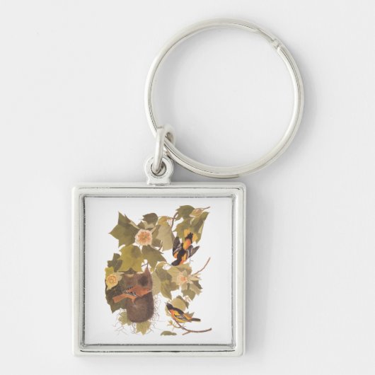 Audubon's Baltimore Oriole Birds in Poplar Tree Sleutelhanger (Voorkant)