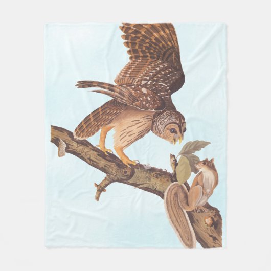 Audubon's Barred Owl and Squirrel Odd Friends Fleece Deken (Voorkant)