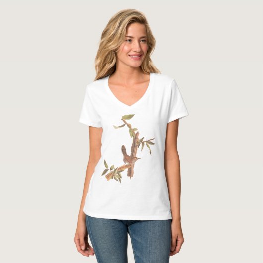 Audubon's Bewick's Long Tailed Song Bird T-shirt (Voorkant volledig)