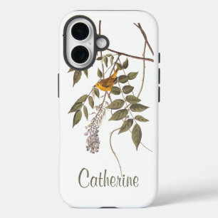 Audubon's Blauwogige Gele Zanger op Wisteria iPhone 16 Hoesje