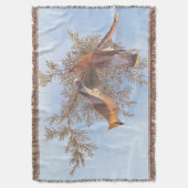 Audubon's Cedar Waxwing Bird Pair op Evergreen Deken (Voorkant Verticaal)