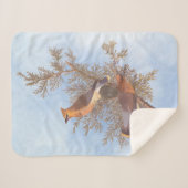 Audubon's Cedar Waxwing Bird Pair op Evergreen Sherpa Deken (Voorkant (horizontaal))