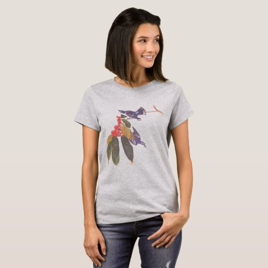 Audubon's Cerulean Blue-Green Warbler Birds T-shirt (Voorkant volledig)