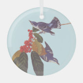 Audubon's Cerulean Warbler Bird Pair met Berries Glas Ornament (Voorkant)