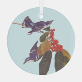 Audubon's Cerulean Warbler Bird Pair met Berries Glas Ornament (Achterkant)