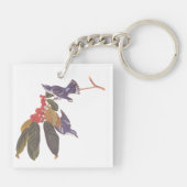 Audubon's Cerulean Warbler vogels met Beer Berries Sleutelhanger (Achterkant)