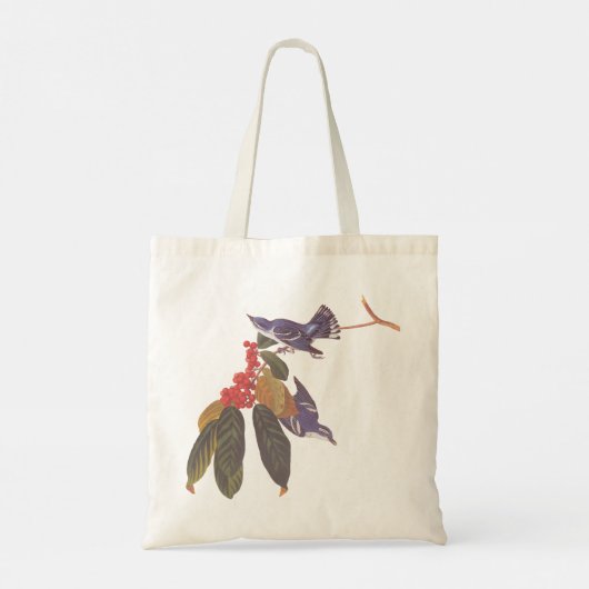 Audubon's Cerulean Warbler vogels met Beer Berries Tote Bag (Achterkant)