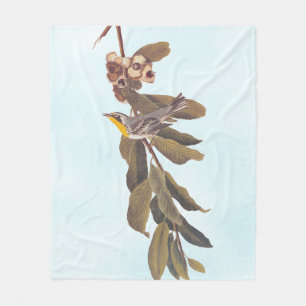 Audubon's gele keelzanger op kastanje fleece deken