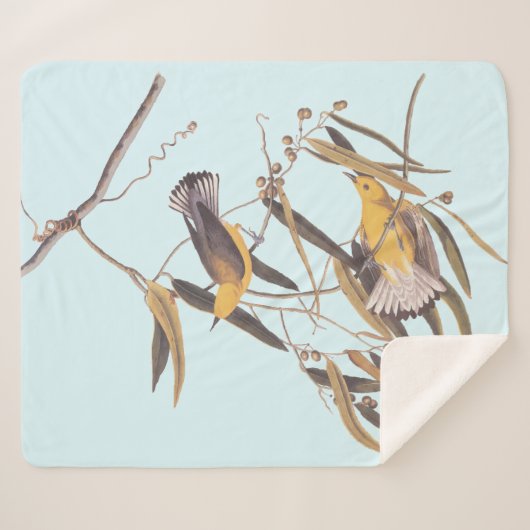 Audubon's gele prothonotary Warbler Bird Sherpa Deken (Voorkant (horizontaal))