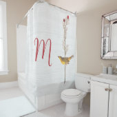 Audubon's gele vogel op bloem met monogram douchegordijn (In situ)