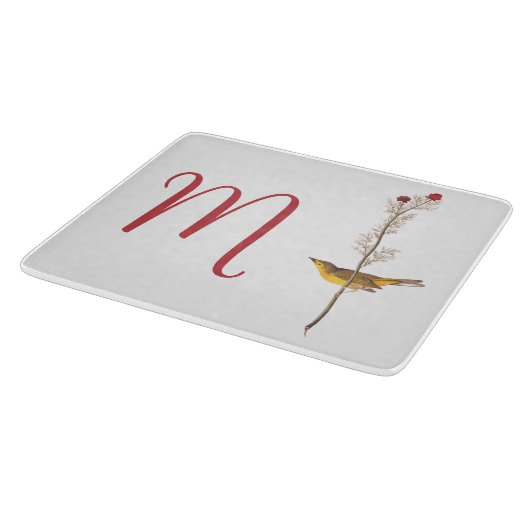 Audubon's gele vogel op bloem met monogram snijplank (Hoek)