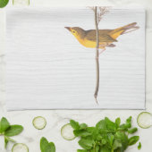 Audubon's gele vogel op bloem met monogram theedoek (Gevouwen)