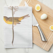 Audubon's gele vogel op bloem met monogram theedoek (Quarter Fold)