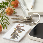 Audubon's gele warbler-vogel op boomtak sleutelhanger (Voorkant Rechts)