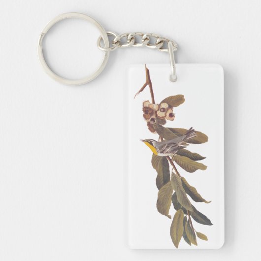 Audubon's gele warbler-vogel op boomtak sleutelhanger (Voorkant)