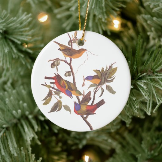 Audubon's geschilderde bunting familie van vijf vo keramisch ornament (Boom)