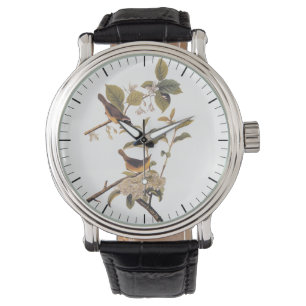 Audubon's maryland Yellowkeelvogels met bloemen Horloge