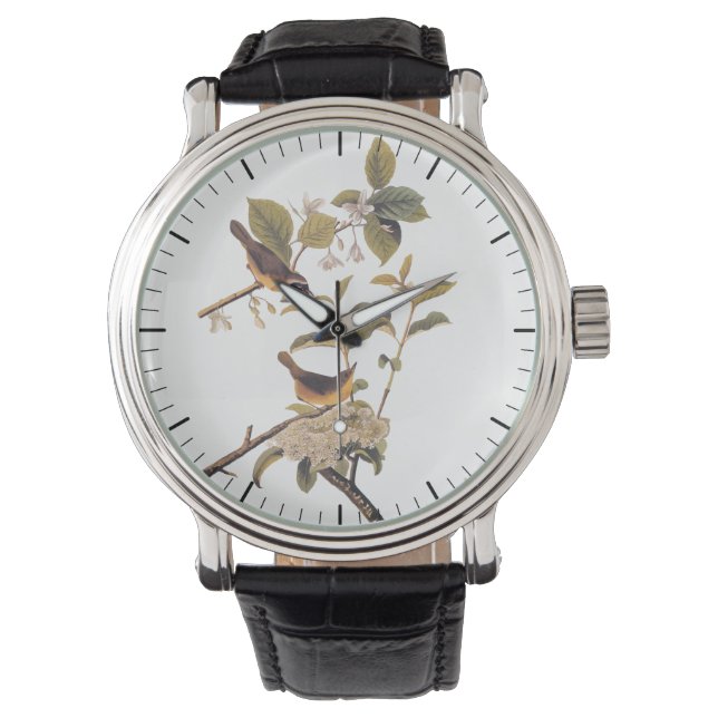 Audubon's maryland Yellowkeelvogels met bloemen Horloge (Voorkant)