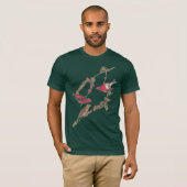 Audubon's Paarse Finch Rode Vogels op Zwarte Larik T-shirt (Voorkant volledig)