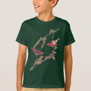 Audubon's Paarse vink rode vogel op zwarte lariks T-shirt