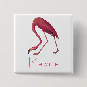 Audubon's Pink Flamingo Birds of America Vierkante Button 5,1 Cm