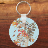Audubon's Ruby Throated Hummingbird and Flowers Sleutelhanger (Voorkant)