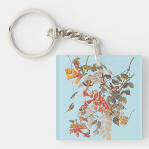 Audubon's Ruby Throated Hummingbird and Flowers Sleutelhanger