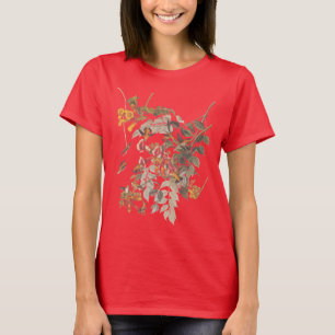 Audubon's Ruby Throated kolibrie en bloemen T-shirt