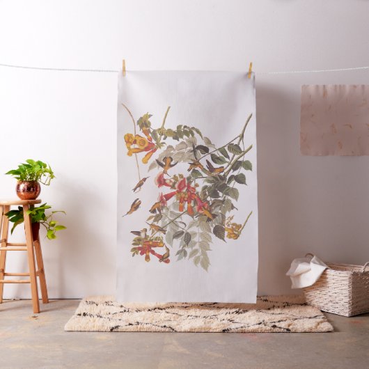 Audubon's Ruby-Throated kolibries met bloemen Stof (Voorbeeld)