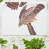 Audubon's Stanley's Hawks die een blauwe vogel jag Theedoek (Gevouwen)