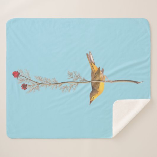 Audubon's warmere vogel op de Rode Vloer Sherpa Deken (Voorkant (horizontaal))