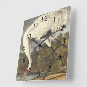 Audubon's Whooping Crane Vierkante Klok (Hoek)