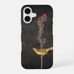 Audubon's Zwartkapzanger op Rode Bloem iPhone 16 Hoesje