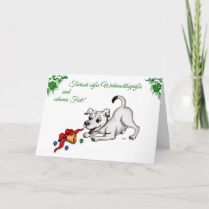 auf Deutsch Weihnachten mit Welpe Glocke und Ball Feestdagen Kaart