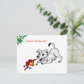 auf Deutsch Weihnachten mit Welpe Glocke und Ball Feestdagenkaart (Staand voorkant)