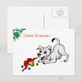 auf Deutsch Weihnachten mit Welpe Glocke und Ball Feestdagenkaart (Voorkant / Achterkant)