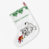 auf Deutsch Weihnachten mit Welpe Glocke und Ball Grote Kerstsok (Achterkant (Hangend))