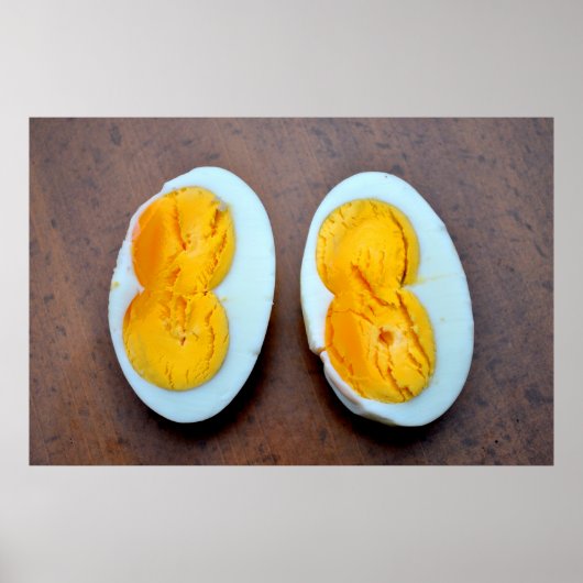 aufgeschnittenes Hühnerei mit zwei Eigelb, Poster (Voorkant)