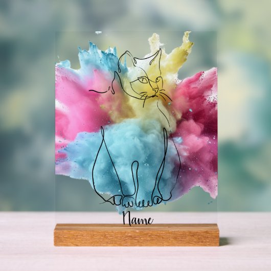Aufsteller Katze Acryl Bord (Neutraal)