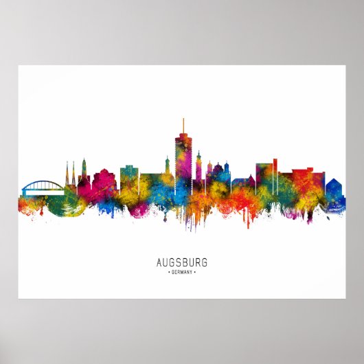 Augsburg Duitsland Skyline Poster (Voorkant)