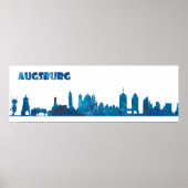 Augsburg Germany Skyline Silhouette Poster (Voorkant)