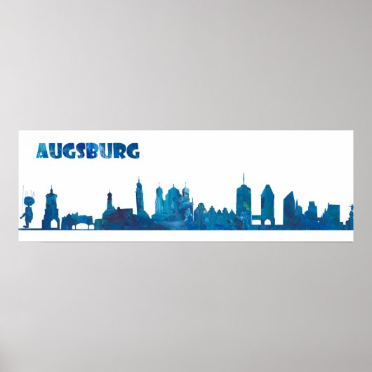 Augsburg Germany Skyline Silhouette Poster (Voorkant)