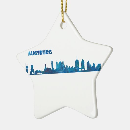 Augsburg Skyline Silhouette Keramisch Ornament (Links)