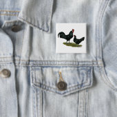 Augsburger Chickens Vierkante Button 5,1 Cm (In situ)