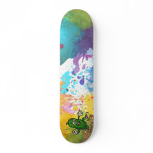 Augurk Cartoon Verfspatten Kleurrijk Skateboard