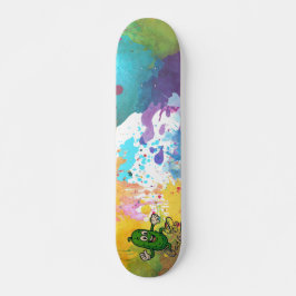Augurk Cartoon Verfspatten Kleurrijk Skateboard