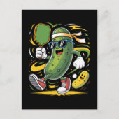 Augurk die Pickleball speelt Briefkaart (Voorkant)