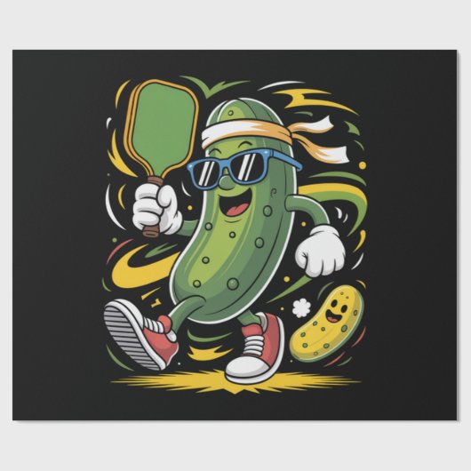 Augurk die Pickleball speelt Cadeaupapier (Vlak)