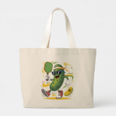 Augurk die Pickleball speelt Grote Tote Bag (Achterkant)