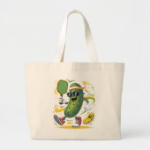 Augurk die Pickleball speelt Grote Tote Bag (Voorkant)